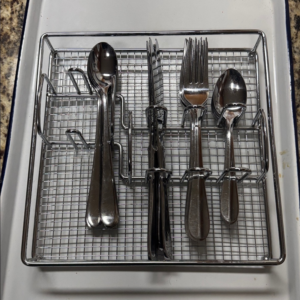 Stainless Steel Metal Flatware Rack Organizer